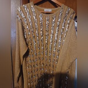 Linda Karen Gold Sequin Top/Tunic XS/S Runs Big And Knee high In Legth